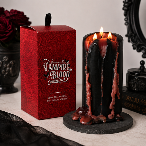 Unscented paraffin candle with dramatic blood detailing