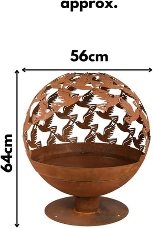 Decorative bronze effect steel garden fire pit.