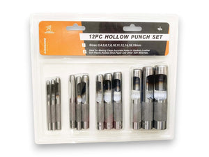 Precision hole punch set arranged in size order.