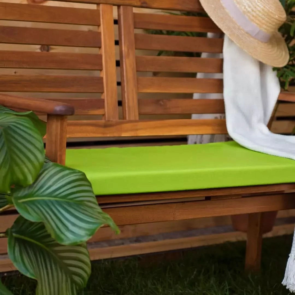 Light green waterproof garden bench cushion for outdoor seating