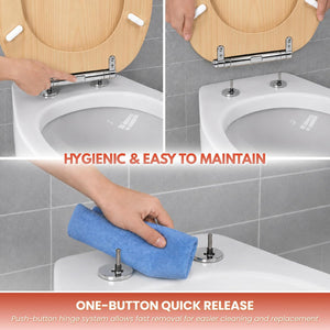 Easy clean pine finish toilet seat for family bathroom