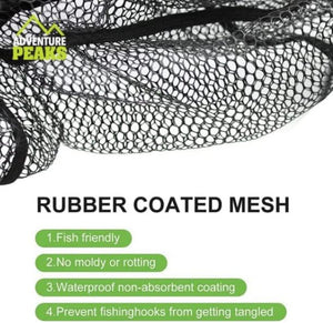Aluminium fishing net with anti-slip telescopic handle.