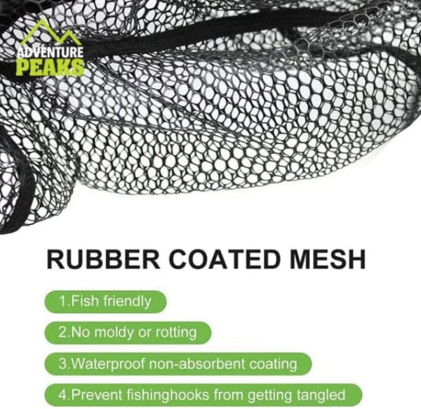 Aluminium fishing net with anti-slip telescopic handle.