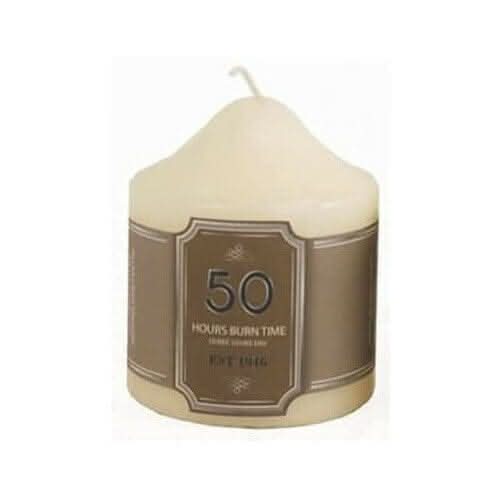 Ivory unscented pillar candle with traditional cylindrical design