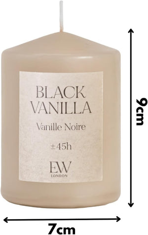 Pillar candle with black vanilla fragrance