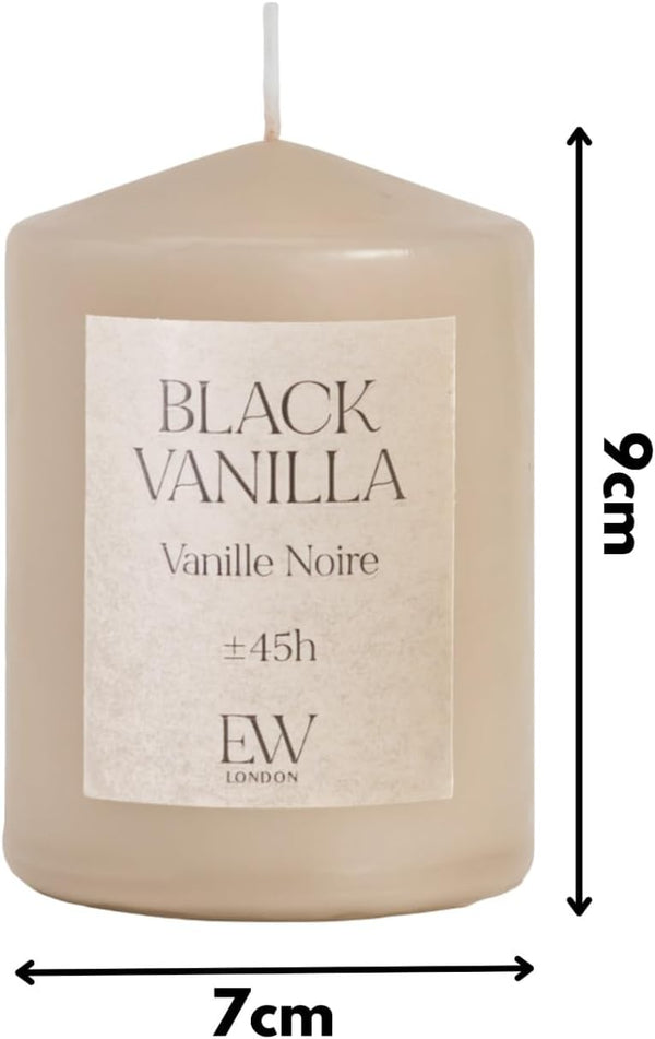 Pillar candle with black vanilla fragrance