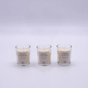 Glass jar candle with fresh linen fragrance