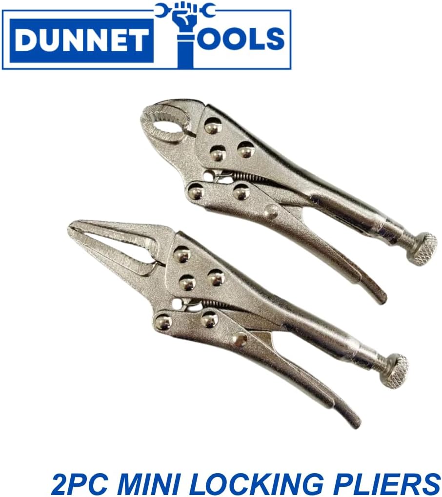 Mini locking pliers set with two jaw styles