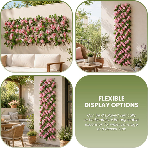 Outdoor decorative blossom trellis privacy screening panel