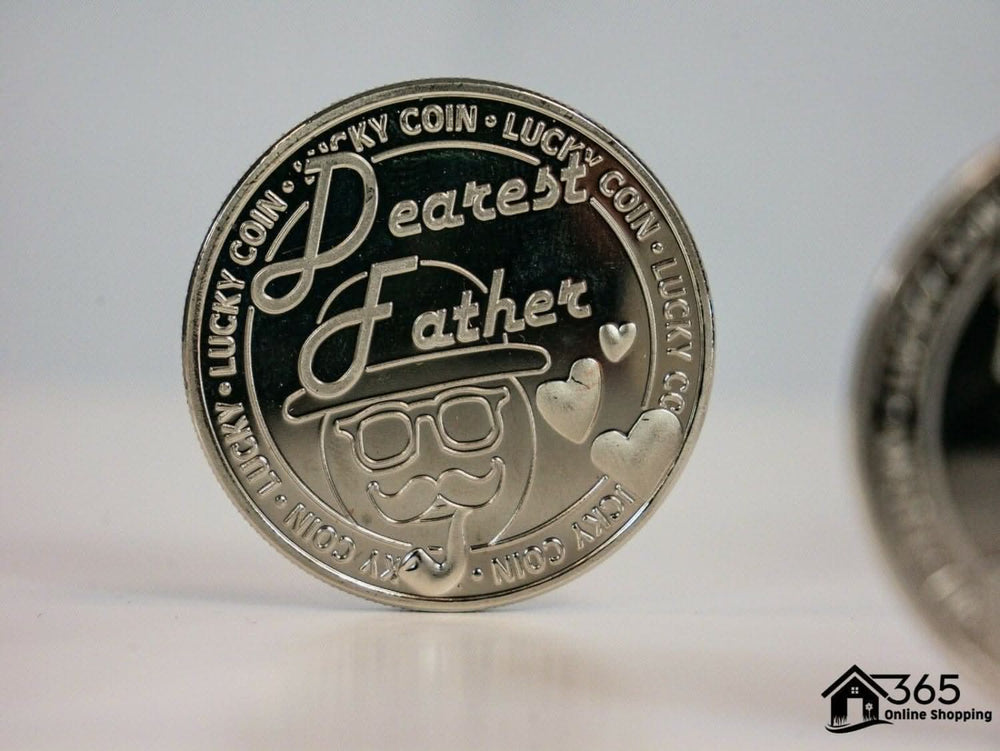 Engraved lucky coin keepsake gift for dad