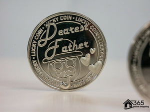 Engraved lucky coin keepsake gift for dad