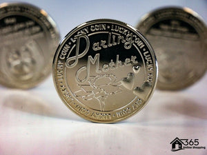 Engraved lucky coin keepsake gift for mum
