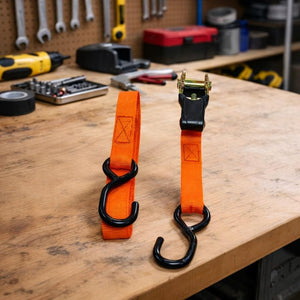 vehicle cargo restraint straps with ratchet mechanism