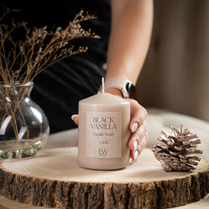 Decorative scented pillar candle
