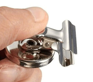 Bulldog clips with strong magnetic bases
