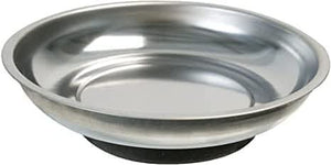 Magnetic stainless steel parts dish for workshop organisation