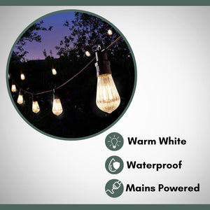 Warm white festoon lights for garden party