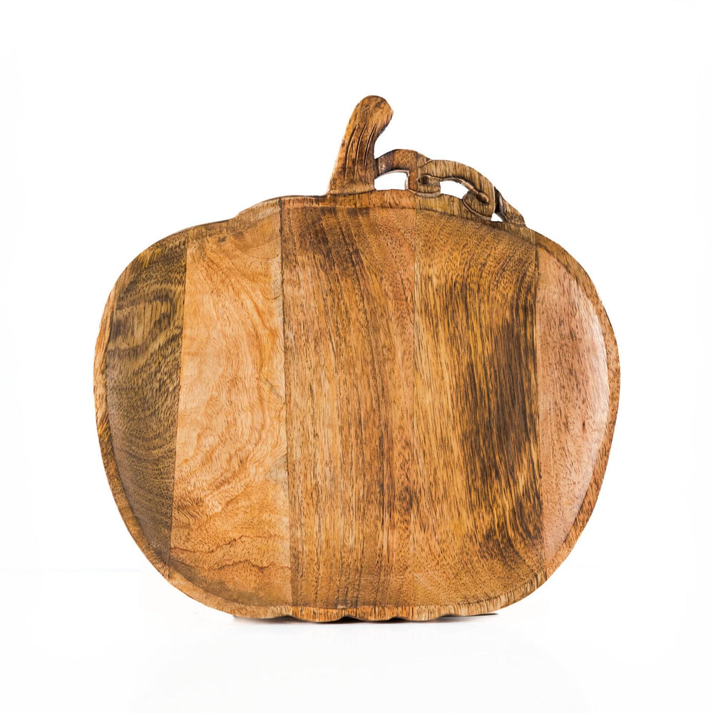 Handcrafted mango wood pumpkin serving tray