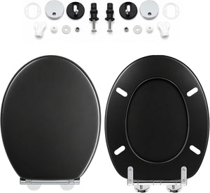 Matte black toilet seat installed in contemporary bathroom