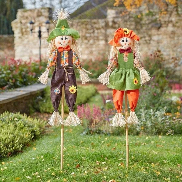 Medium boy and girl Halloween scarecrow decorations