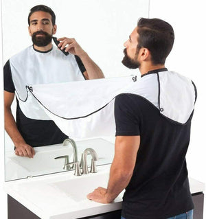 Mens beard trimming bib with suction cups