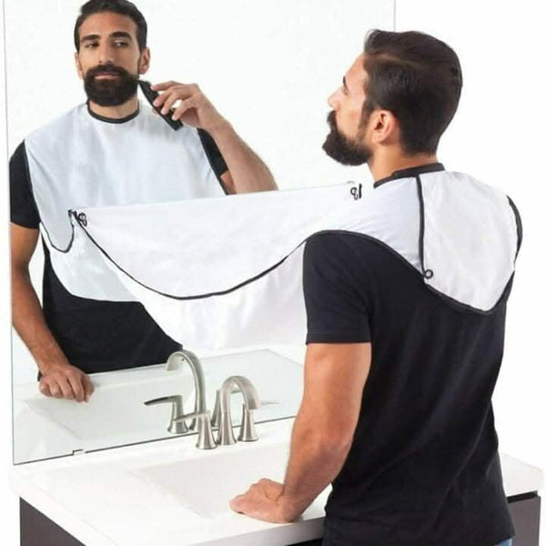 Large grooming bib covering a bathroom sink