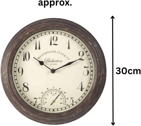 Distressed stone effect outdoor wall clock