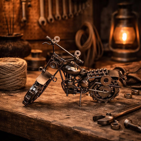 Bronze tone scrambler bike collectible sculpture