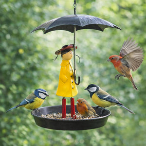 Freestanding metal bird feeder ornament for balcony and garden