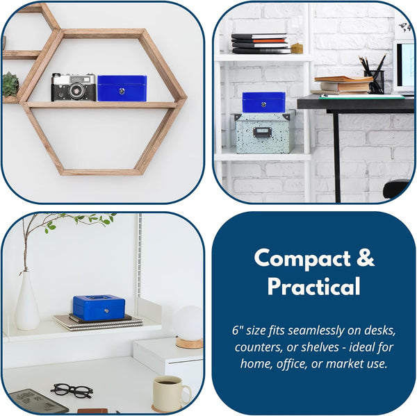 Lockable steel storage box for keys and valuables.