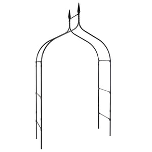 Tall steel garden arch displayed outdoors