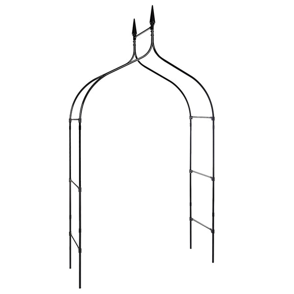 Tall steel garden arch displayed outdoors
