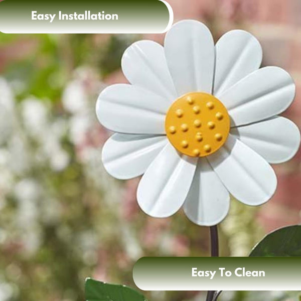 Weatherproof daisy garden spinner stake