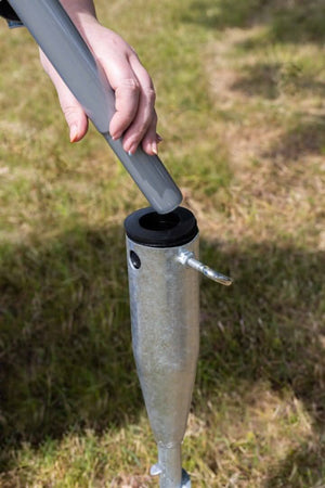 Metal screw in spike for garden umbrella support