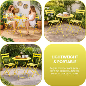 Folding metal bistro set for small gardens