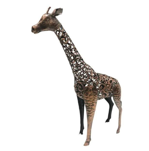 Metal giraffe solar light displayed outdoors