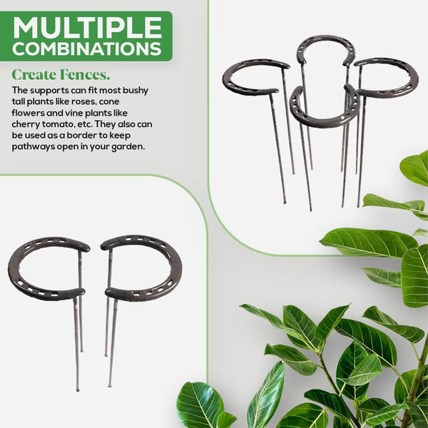 Two horseshoe garden stakes displayed together