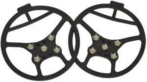 Rubber ice grips pulled over shoes