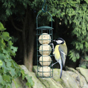 metal suet fat ball bird feeder for garden birds