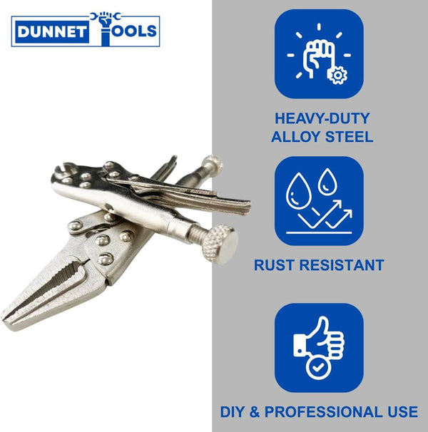 Hardened steel locking pliers with serrated jaws