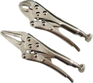 Mini locking pliers set with two jaw styles