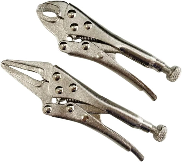 Mini locking pliers set with two jaw styles