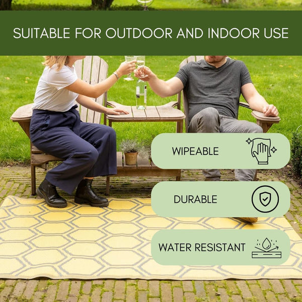Large weatherproof patio rug for outdoor living