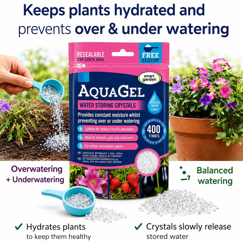Water retaining crystals for plant pots