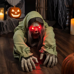 Scary crawling figure arranged in a haunted house display
