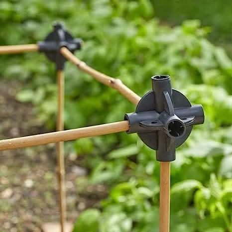 Multi joint garden cane connectors for plant supports