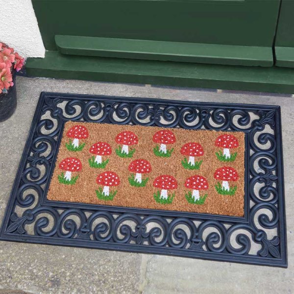 Autumn mushroom coir doormat insert
