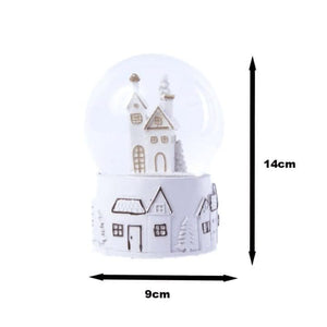 Christmas snow globe with swirling snow and lights