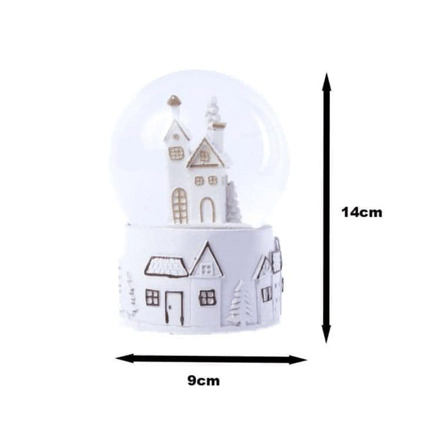 Christmas snow globe with swirling snow and lights