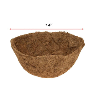 Natural hanging basket liner shown from above